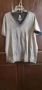 DECREE SHORT SLEEVE V-NECK SHIRT XL X-LARGE BLACK GRAY CASUAL - Picture 1 of 5
