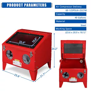 40 Gallon Bench Top Air Sandblasting Cabinet Sandblaster 60-125PSI - Picture 1 of 13