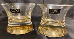 Luxe by Godinger Glass Votive Holder Pair with Gold Bottom NIB - Picture 1 of 7