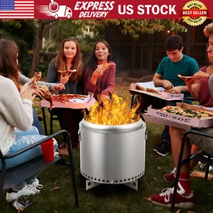 16.5" Smokeless Fire Pit Wood Burning Bonfires Stainless Steel Firepit Outdoor - Picture 1 of 9