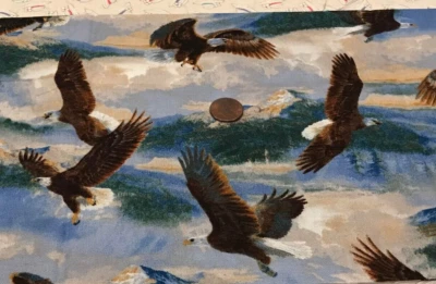 Eagles in Flight * Land & Sky * David Textiles* 100% Cotton Remnant* 8" x 22" - Image 1 of 4