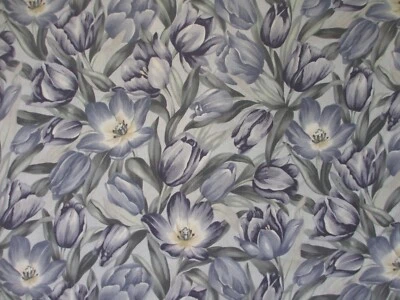 Jennifer Sampou's ISABELLA  Blue Gray Flowers  OOP Kaufman Cotton Fabric 28" - Image 1 of 4
