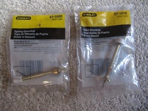 2 Pkgs Stanley Brass Doorstop Spring & Solid 57-1010 -1020 NIP Free Shipping - Picture 1 of 1
