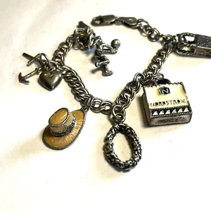 Sterling Silver Charm Bracelet Volleyball Northridge Hat Shop Bag Anchor More - Picture 1 of 14