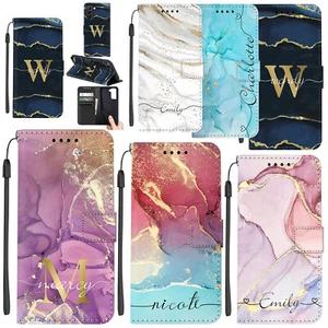 Phone Wallet Case for Samsung S24 S25 A15 A16 A35 A36 Marble Personalised Cover - Picture 1 of 67