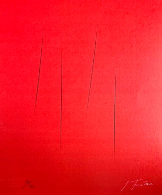Litografía Lucio FONTANA [CERTIFICADO DE AUTENTICIDAD ORIGINAL FIRMADO] numerada a lápiz Foto 1 de 4