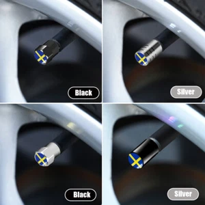 4pcs Sweden Flag Car Auto Wheel Tyre Tire Valve Stems Air Dust Cover Screw Caps - Picture 1 of 14