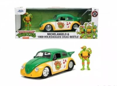 MODELLINO AUTO STATICO JADA TOYS VW DRAG BEETLE MAGGIOLINO 1959 TURTLES 1/24 - Immagine 1 di 4