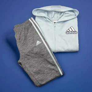 Girls Adidas Tricot Tracksuit (Hoodie And Joggers Set), Size 7 - Picture 1 of 14