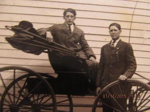 RPPC 2 Men With Horse & Buggy Harry Godfrey & Norman Miles Boonville IN Ca. 1910 - Picture 1 of 3