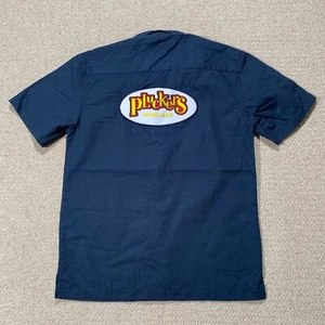USA Work Shirt Mens XS Blue Diner Uniform Pluckers Wing Bar Short Sleeve America - Picture 1 of 8