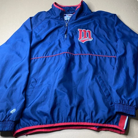 Minnesota Twins Majestic 1/4 Zip Pullover Jacket Windbreaker Size L Navy Blue Cover