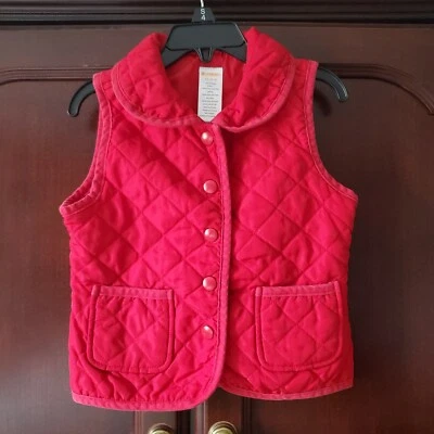 Chalecos acolchados rojos Gymboree para niñas talla XS (3/4) cierre a presión bolsillos con cuello Foto 1 de 4