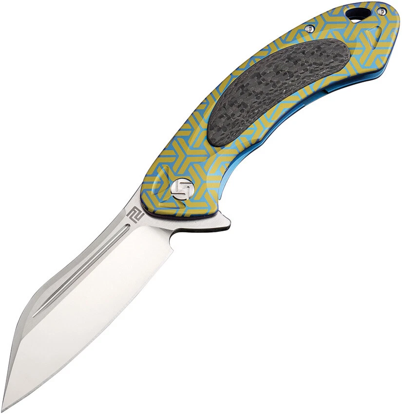 Artisan Eterno Framelock Blue/gold Titanium Folding S35vn Knife 1818gbu02