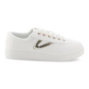 Tretorn Nylite Plus Sneakers Womens White Light Gold Leather Low Shoes Size 8