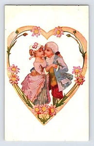 Postcard Valentine's Day Colonial Children Sweethearts Pre-1907 Unposted - Picture 1 of 2