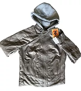 J2 Vegan Giacca Formale in Pelle da Donna, S Grigio con Cappuccio Ecopelliccia, Elegante Nuova - Foto 1 di 24