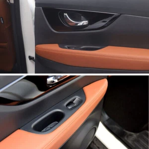 Panel de reposabrazos de puerta marrón tapicería protectora de cuero para Nissan X-Trail Rogue 2014-2018 - Imagen 1 de 3