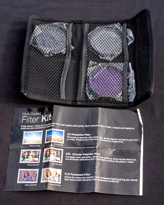 Vivitar (VIV-FK3-58) 58 mm Filter Kit.  UV, polarizer, and florescent filters.  - Image 1 of 2