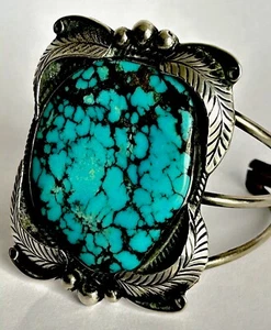 RIESIGES beeindruckendes Kingman-Armband im Revival-Stil türkis Sterlingsilber. - Bild 1 von 21