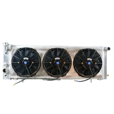 适用于吉普切诺基 XJ Comanche 4.0L 3 行铝制散热器+罩+风扇 1991 - 2001 — 第 1/4 张图片