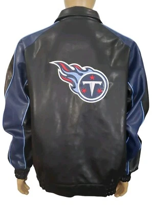 VTG Tennessee Titans NFL Bomber Jacket Size XL Full Zip Faux Leather Xtra Large - Image 1 of 4