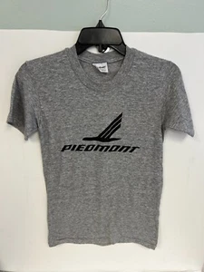 Camiseta Años 80 Piedmont Airlines Vintage Logo Gris y Negra Nueva Sin Etiquetas EE. UU. Talla Pequeña S - Imagen 1 de 4
