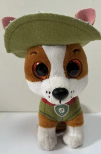 Ty Beanie Boos Paw Patrol TRACKER Dog Plush 6" Orange Glitter Eyes Green Hat - Picture 1 of 7