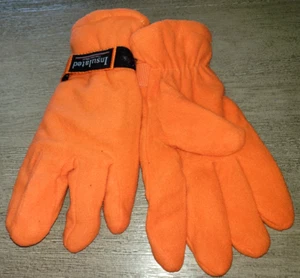 GUANTES DE INVIERNO DE VELLÓN naranja brillante nuevos con etiquetas para hombre talla única para la mayoría - Imagen 1 de 1