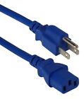 18AWG Blue Power Cord NEMA-15P C13 10A Cable 3 Conductor UL Listed 1Ft - 10Ft