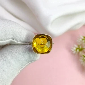 Lemon Quartz Ring, 925 Sterling Silver Statement Ring, Anniversary Gift - Picture 1 of 5