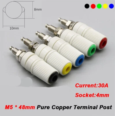 4mm Binding Post Banana Jack Socket Connector - Red Black Blue Yellow Green - Image 1 of 4