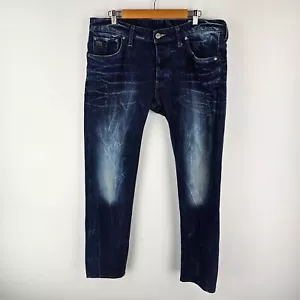 G Star Raw 3301 Jeans Mens W38 x L34 Dark Blue Faded Denim Tapered Leg Pockets - Picture 1 of 12