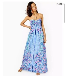 Lilly Pulitzer Viv Maxikleid Gr. 2 Multi Hidden Treasures Engine Resort Coast - Bild 1 von 18