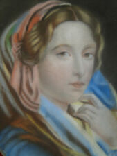 Portrait féminin Pastel Cadre ovale XIX°