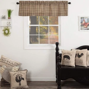 Farmhouse Kitchen Window Curtains-Sawyer Mill Tan Valance, 16x60 Inches, Plai... - Picture 1 of 7