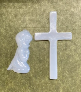 Set of 4 Cross and Praying Female Child Inlays - Handmade, Customizable - Picture 1 of 2
