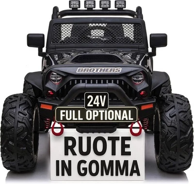Auto Macchina Elettrica Fuoristrada Big Adventure 24V Nera per Bambini 2 Posti F - Immagine 1 di 4