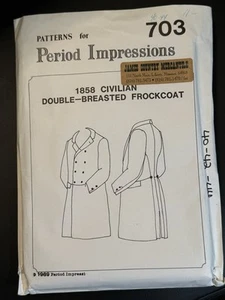 Period Impressions Pattern 703 Double Breasted 1858 Frockcoat Men Sz 40-46 UNCUT - Picture 1 of 4