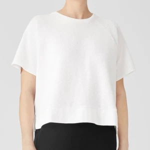 Eileen Fisher Short Sleeve Tee S Small Boxy Quiet Luxury Beach Coastal - Picture 1 of 6