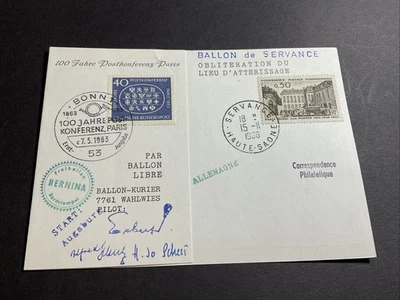 Ersttag Brief FDC Postkonferenz Paris 1963 , Ballonpost 1966 - Bild 1 von 2