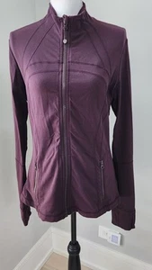 Lululemon Define 12 Women's Burgundy Zip Up High Neck Thumbholes Jacket - Picture 1 of 10