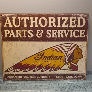 Insegna Parete Metallo 12x16 Autorizzata Servizio Ricambi Moto Indiana Poster Garage - Foto 1 di 11