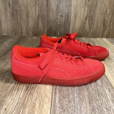 Tênis Puma Kids Youth EUA tamanho 6 em relevo gelado 361937 01 todo vermelho camurça - Imagem 1 de 4
