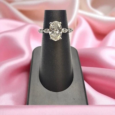 3.20 Ct Oval Cut 14K White Gold IGI Certified Lab Grown Diamond Engagement Ring - Image 1 of 4