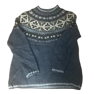 Vintage Eddie Bauer Legend Wollpullover Damen M Nordic Fair Isle grau 100% Wolle - Bild 1 von 6