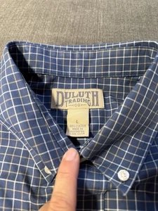 Camisa Duluth Trading Co Para Hombres Grande Azul A Cuadros Abotonada Informal Bolsillo - Imagen 1 de 5