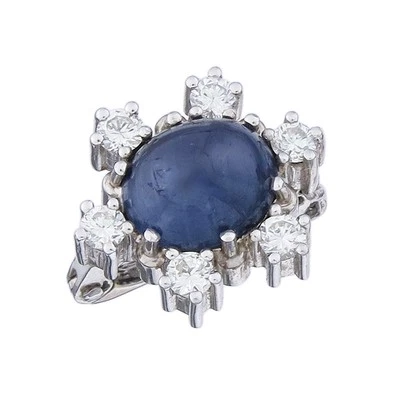 Anhänger Perlenkettenverkürzer Sternsaphir Brillanten 585er Weißgold ca. 1975 - Bild 1 von 3