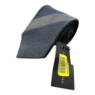 Corbata para hombre John Varvatos azul gris a rayas mezcla de seda 3 pulgadas de ancho nueva con etiquetas Italia  Foto 1 de 4