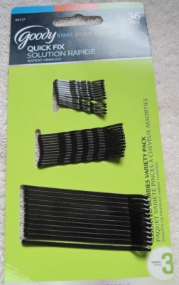 36 Goody Quick Fix Black Stay Tight Hold Bobbies Bobby Slide Hair Roller Pins - Image 1 of 4